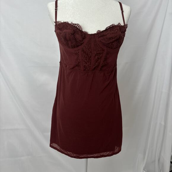 Urban Outfitters Brown Mesh Overlay Bustier Mini Dress - Picture 2 of 7